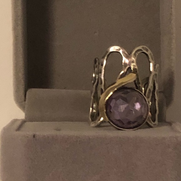 Sterling silver , purple stone w/ 14k gold accent - Picture 4 of 7